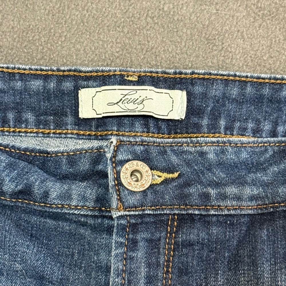 Levi's Cut Off Denim Shorts Mid Rise Frayed Hem Blue Size 14 - Picture 4 of 7